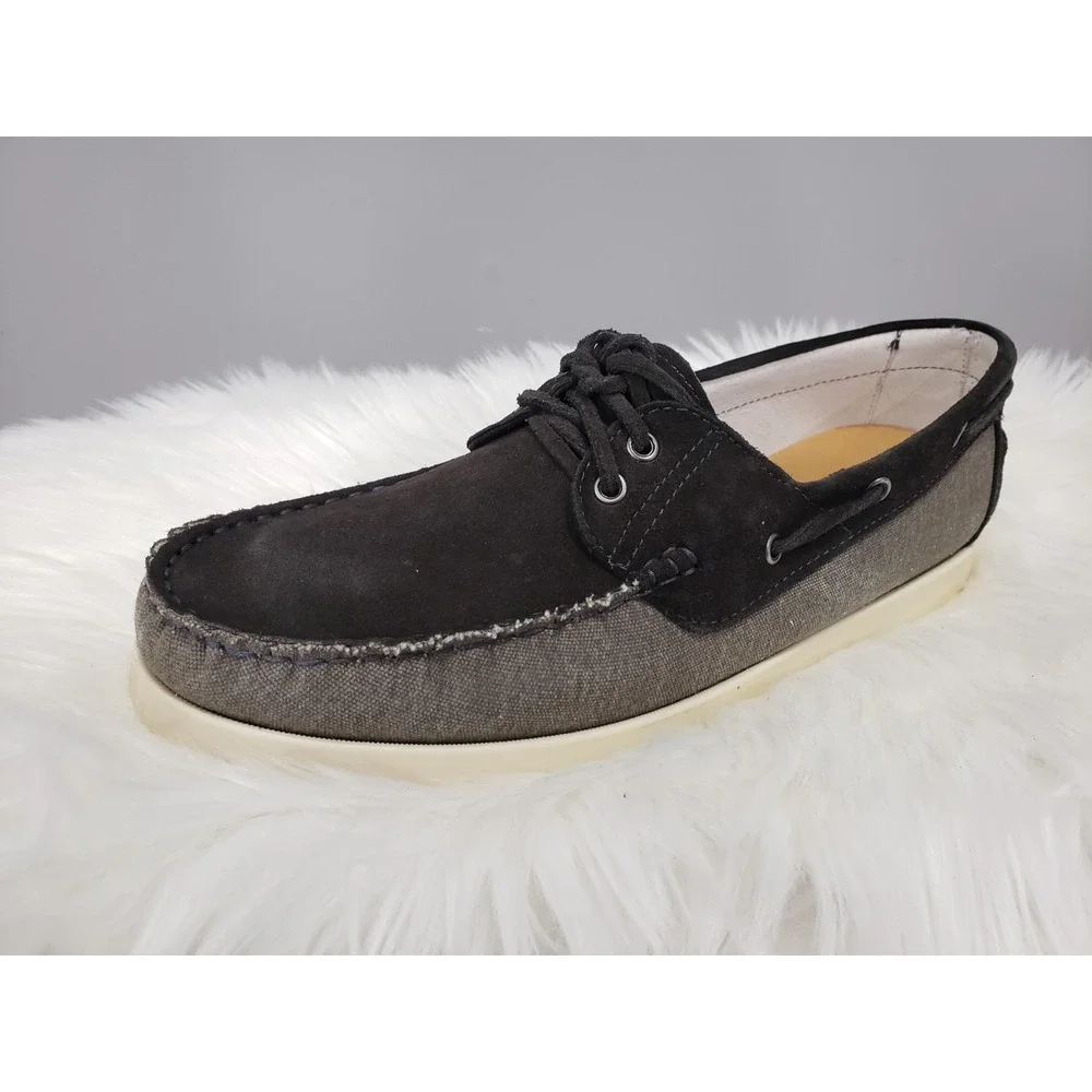 NEW NO BOX Stefano Bonfiglioli Italian Suede Loafers Black SIZE 45 boat‎ shoes